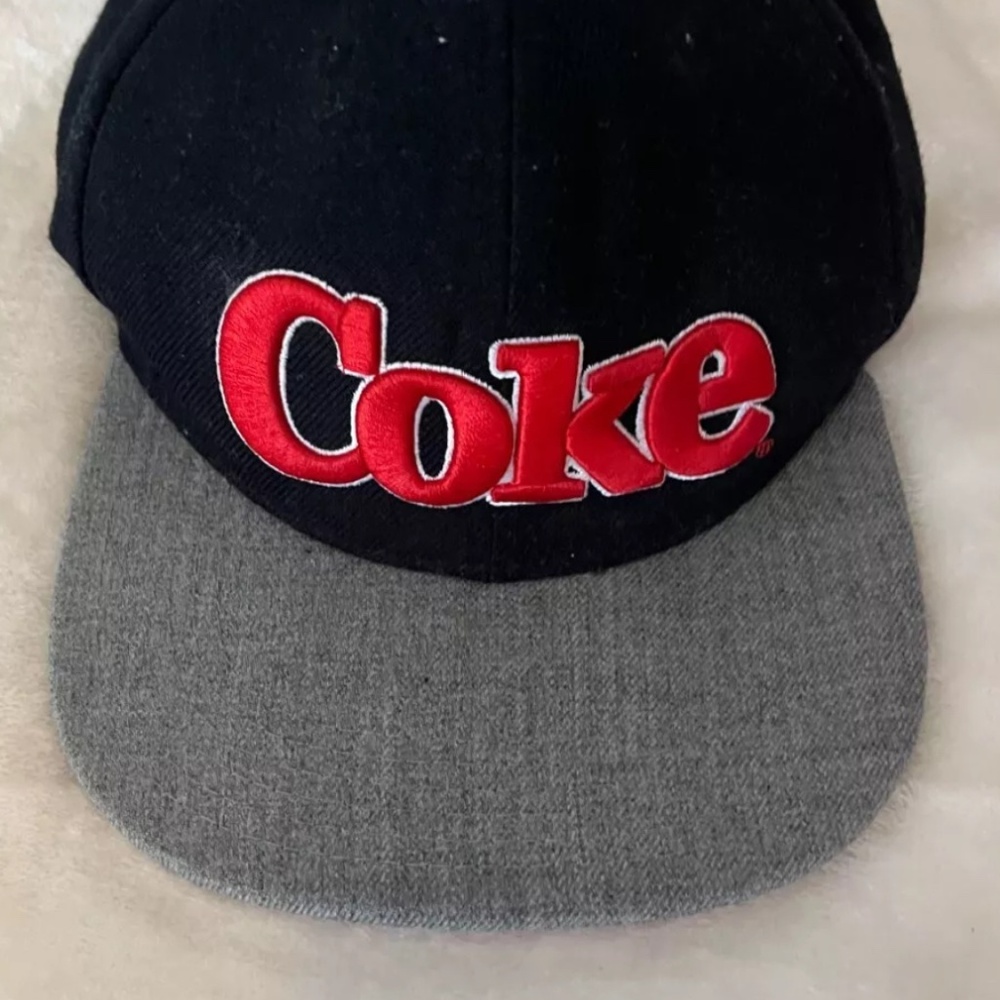 embroidered coke ball cap black with grey brim